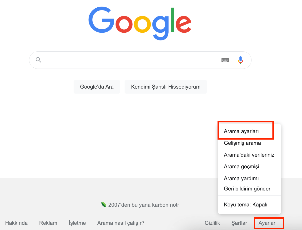 Kullanıcıların Yaptığı Diğer Aramalar Özelliği Kapatma