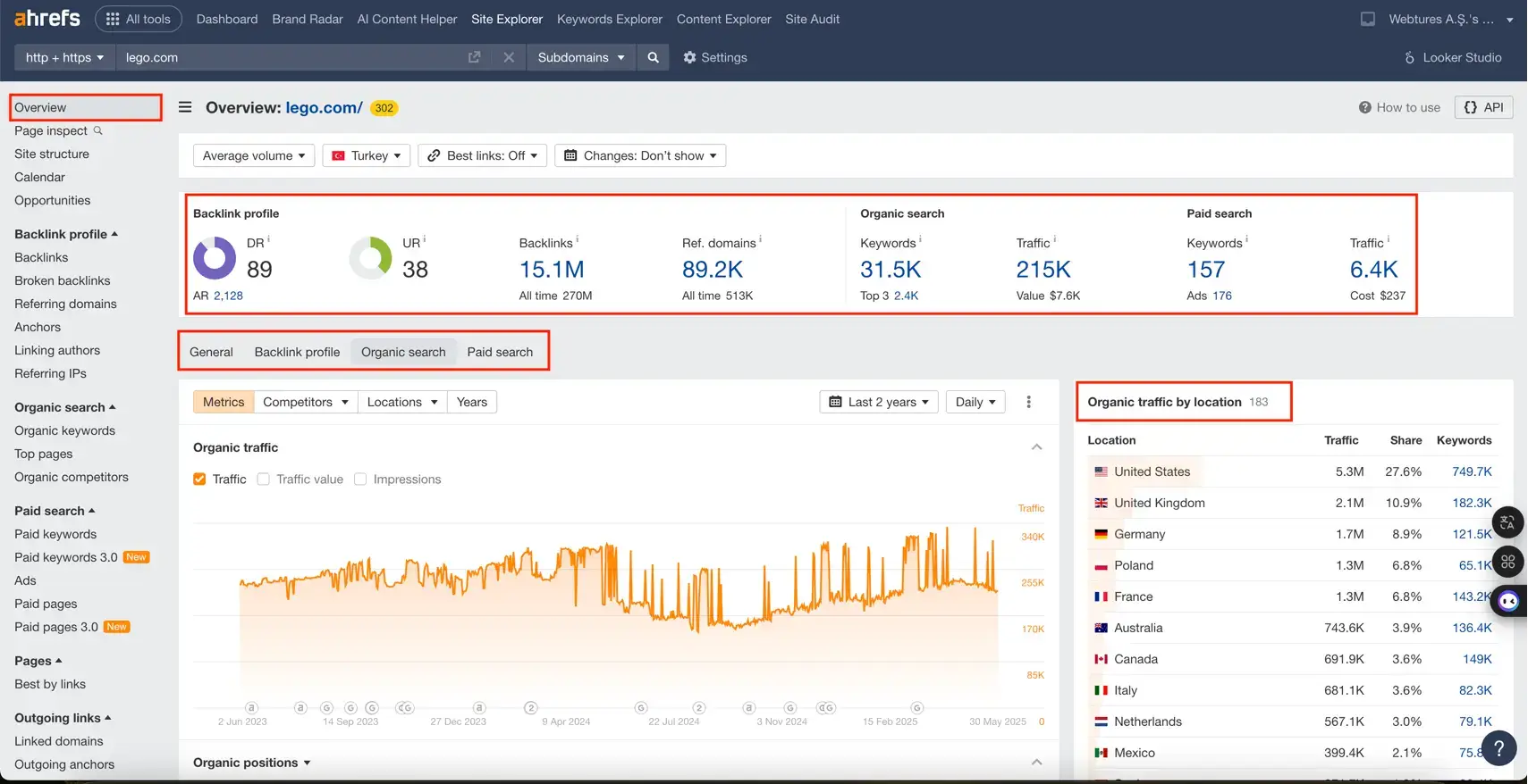 ahrefs overview alanı